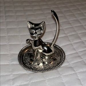 Silver Cat Ring Holder